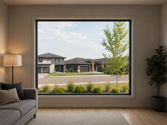 One-way mirror film seen from inside the room — in daylight