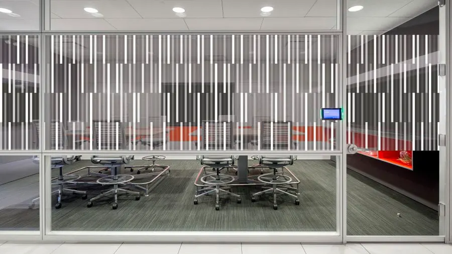 Aksel by Designtex — Lines & stripes decorative window film for Calgary glass