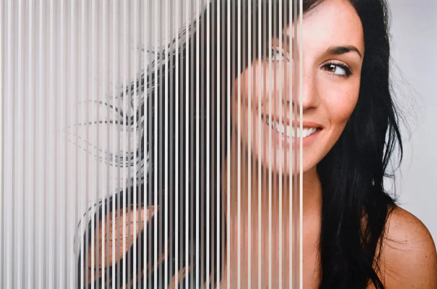 Alternating Etch and White Stripes — Lines & stripes decorative window film for Calgary glass