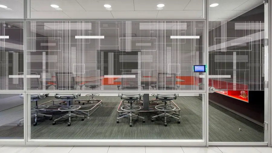 City Grid by Designtex — Geometric decorative window film for Calgary glass