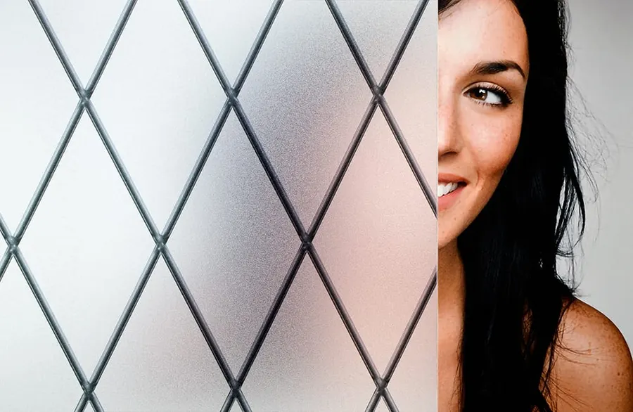 Frosted Lattice — Diamonds decorative window film for Calgary glass