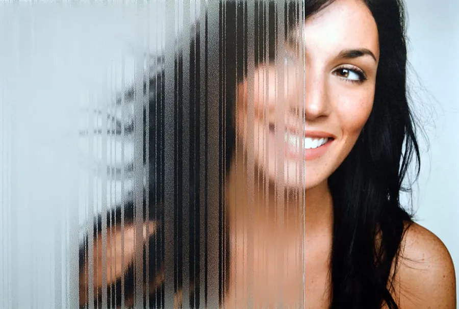 Frosted Strie — Lines & stripes decorative window film for Calgary glass