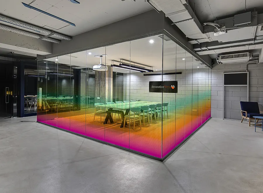 Halftone - Tropical Punch — Gradients & fades decorative window film for Calgary glass