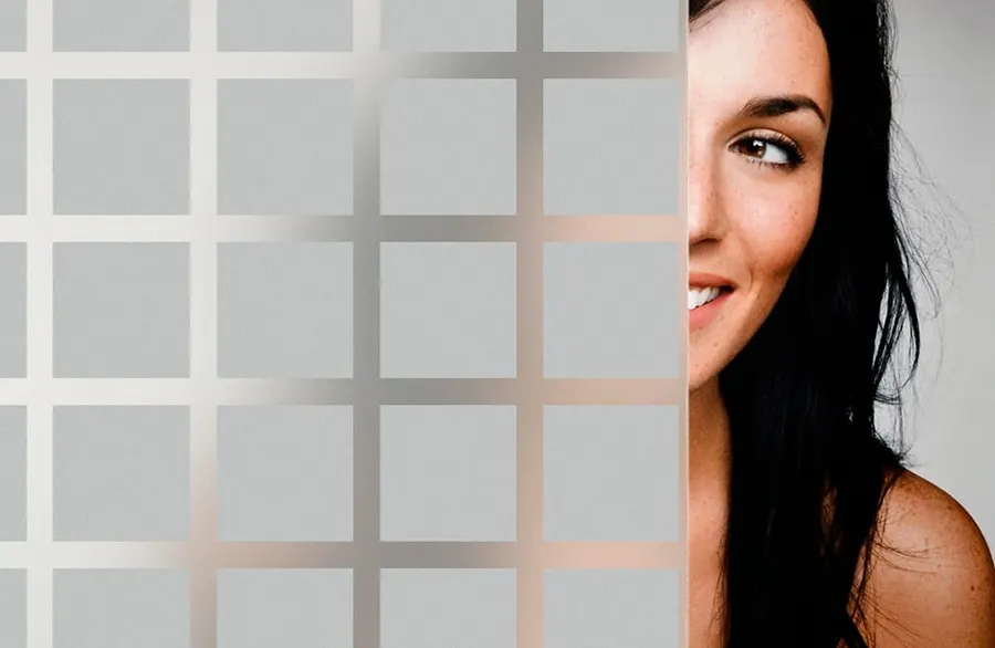 Matte Grey Squares — Geometric decorative window film for Calgary glass