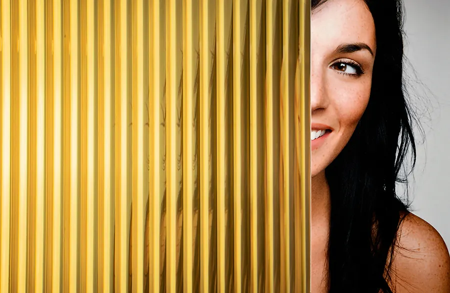 Reeded Glass Gold 1/2" — Lines & stripes decorative window film for Calgary glass