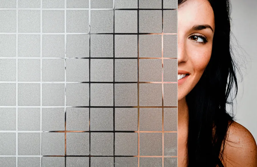 Sand Blast Squares — Geometric decorative window film for Calgary glass