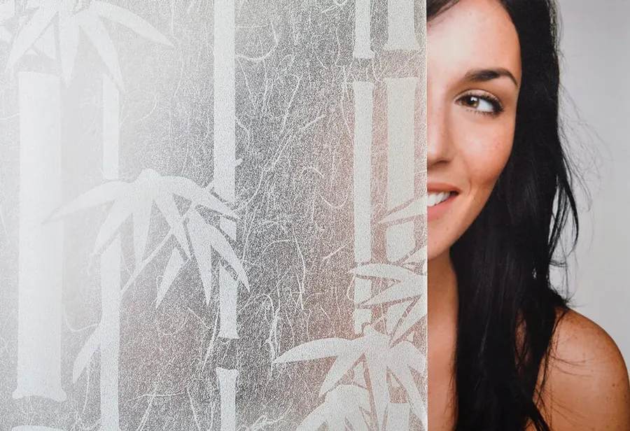 Frosted Bamboo — Organic decorative window film for Calgary glass
