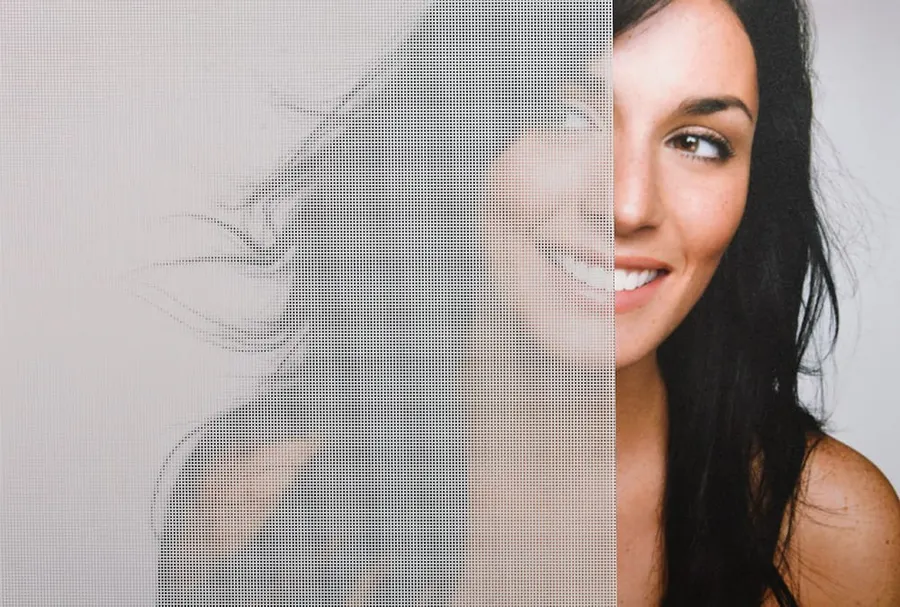 Fine Crossed Lines — Textile & woven decorative window film for Calgary glass