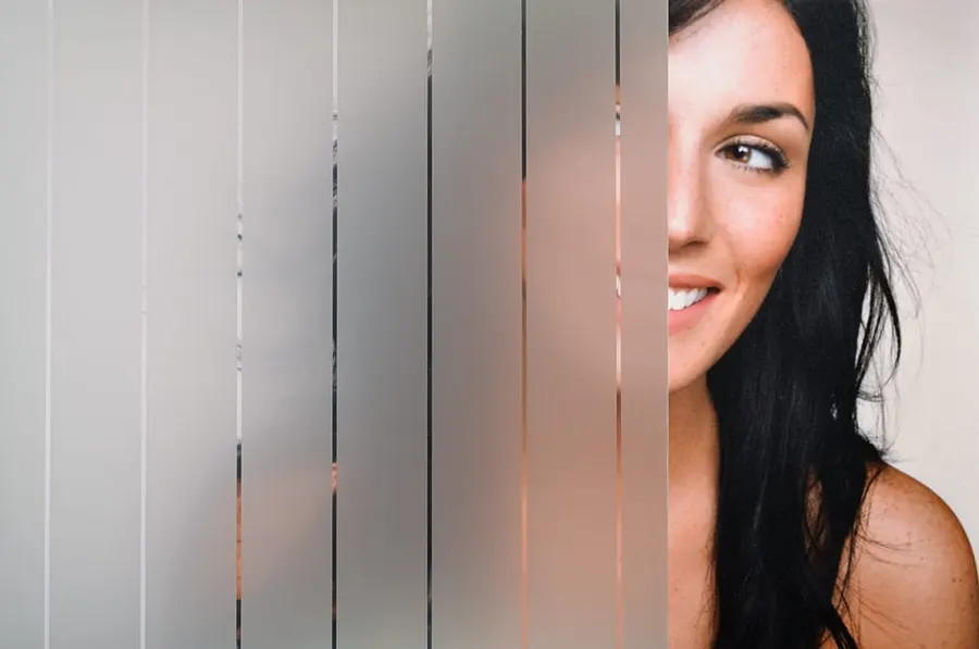 Etched Leise Stripes — Lines & stripes decorative window film for Calgary glass