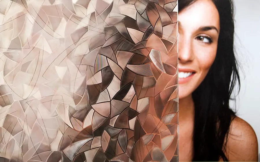 Atlantis Rose Static Cling — Geometric decorative window film for Calgary glass