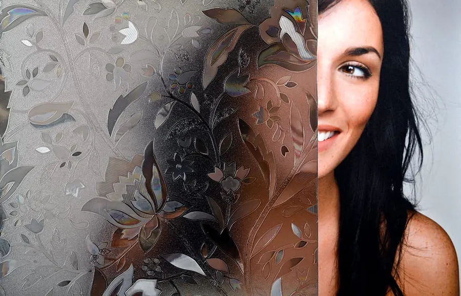 Titanium Flowers Static Cling — Nature decorative window film for Calgary glass