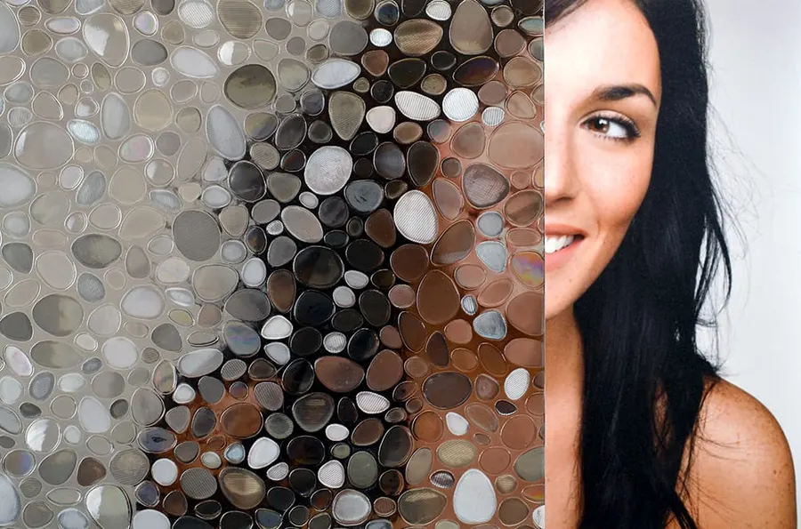 Titanium Stones — Geometric decorative window film for Calgary glass