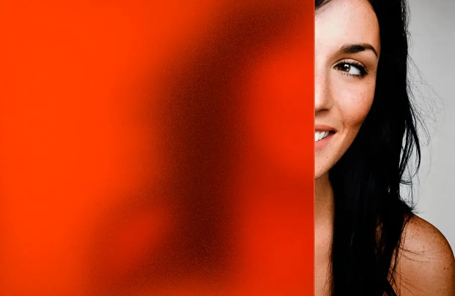 Orange Red Sand Blast — Coloured frost decorative window film for Calgary glass