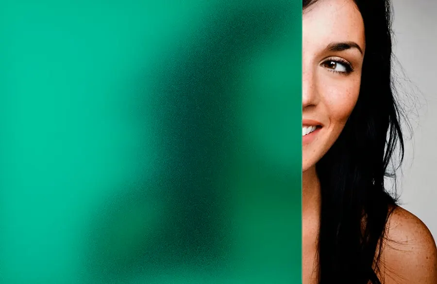 Blue Green Sand Blast — Coloured frost decorative window film for Calgary glass