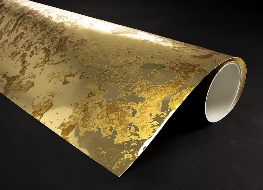 Vintage Gold on Gold Mirror — Marble & stone decorative window film for Calgary glass