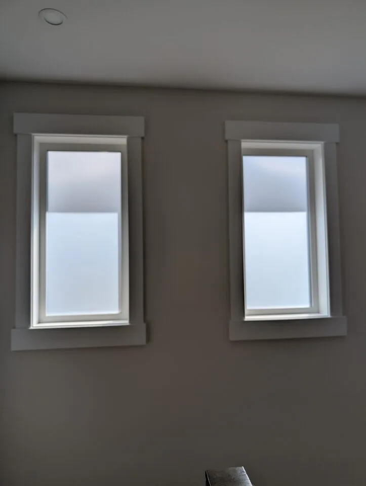 Frosted privacy window film installed on Capitol Hill Calgary dining-room windows
