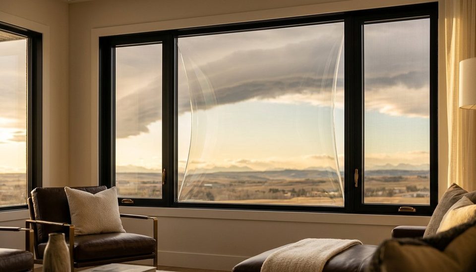 Mountain-area safety window film for exposed glass near Banff