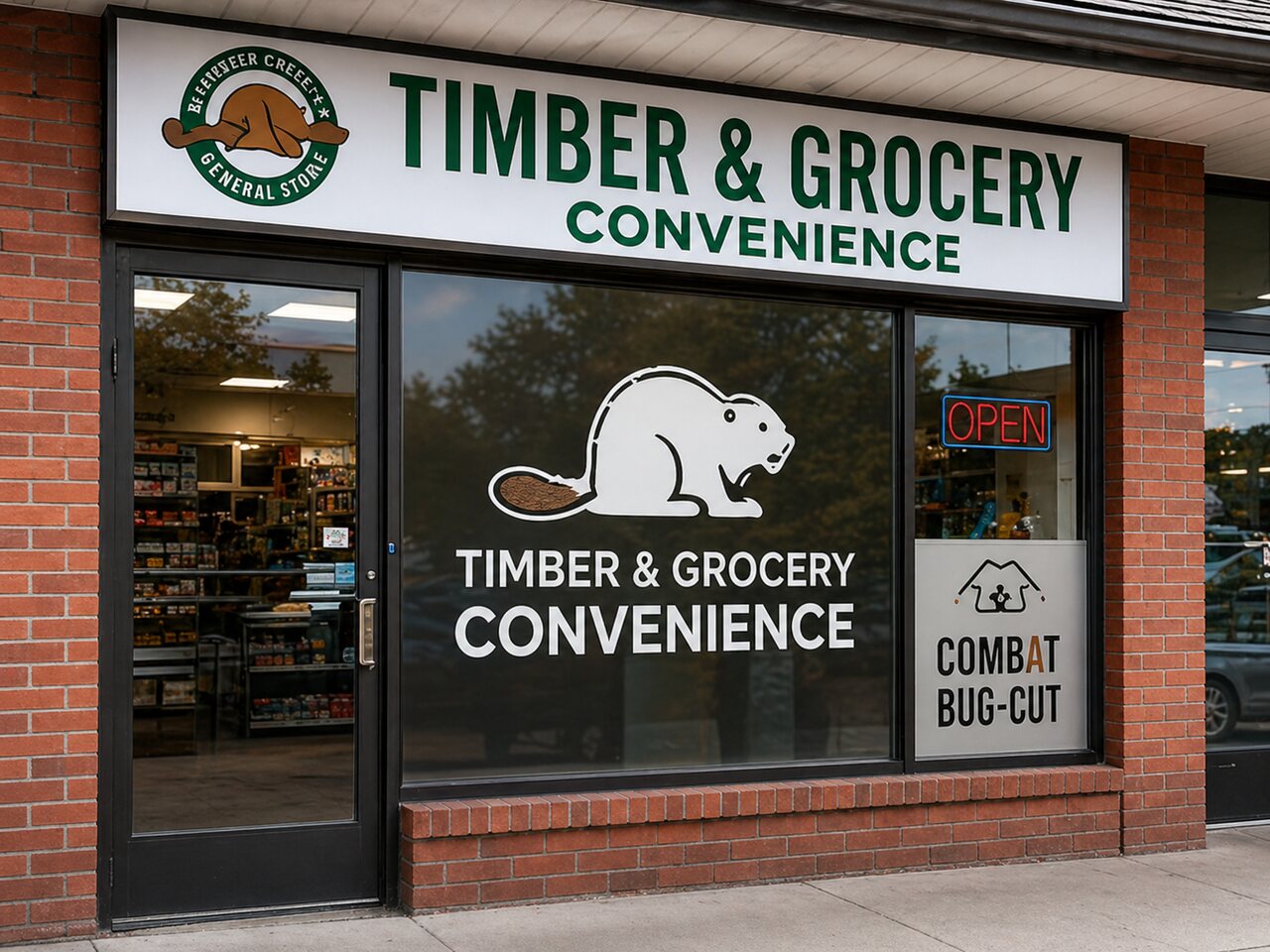 Example: die-cut vinyl logo and lettering on a storefront window