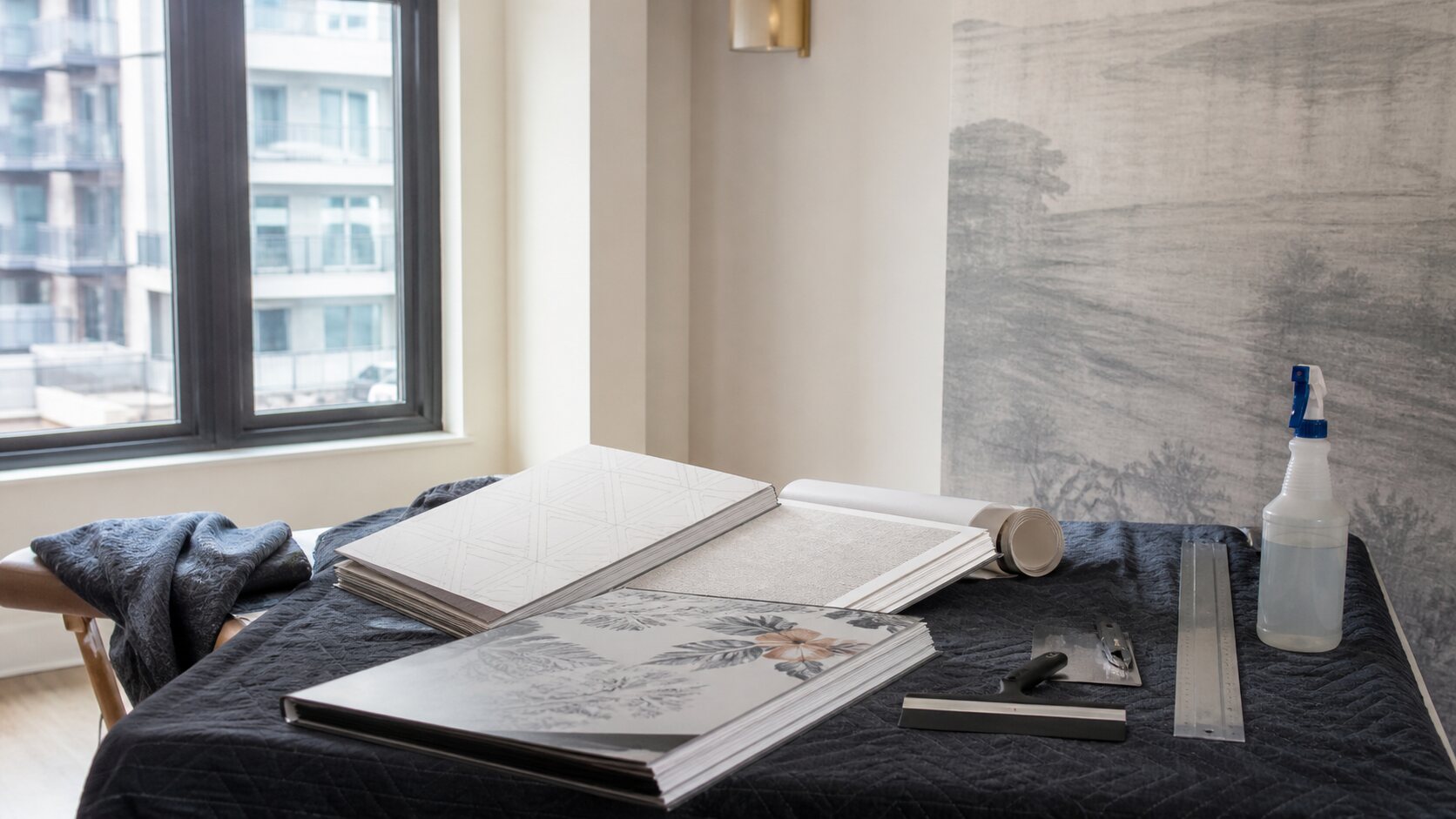Wallpaper and window film installation context in Calgary