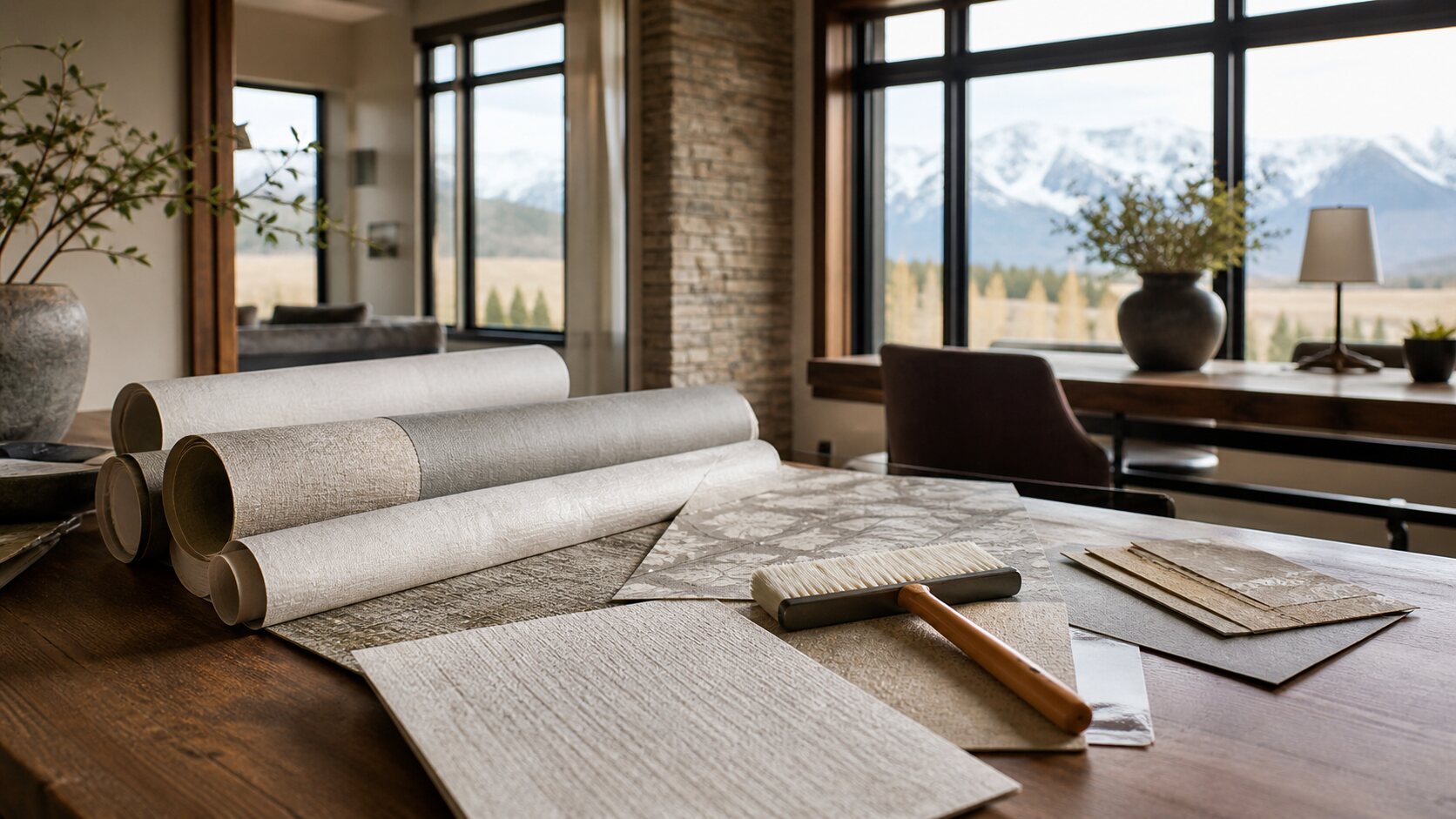 Cochrane mountain home wallpaper installation context