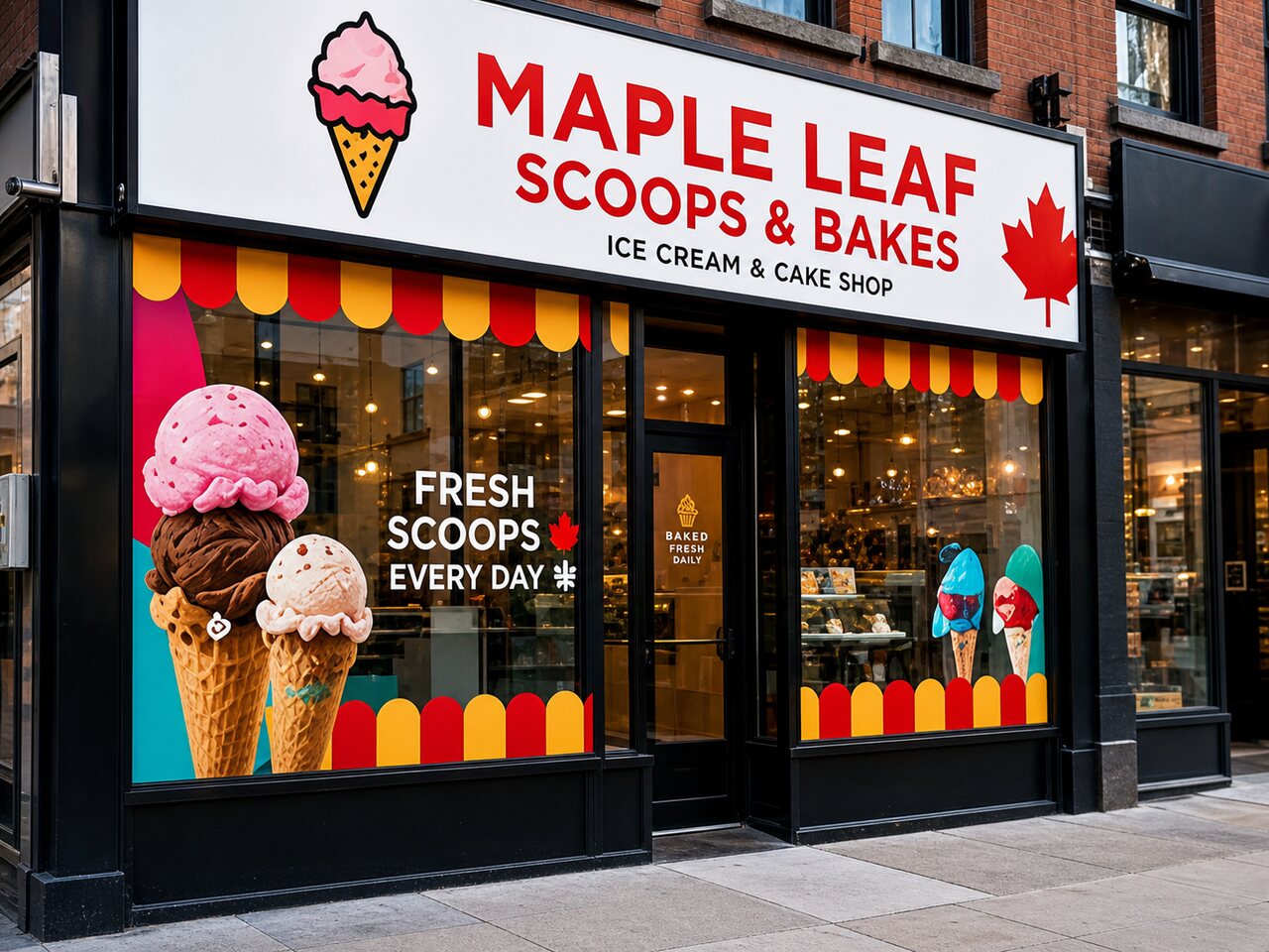 Example: full opaque printed window wrap on a retail storefront