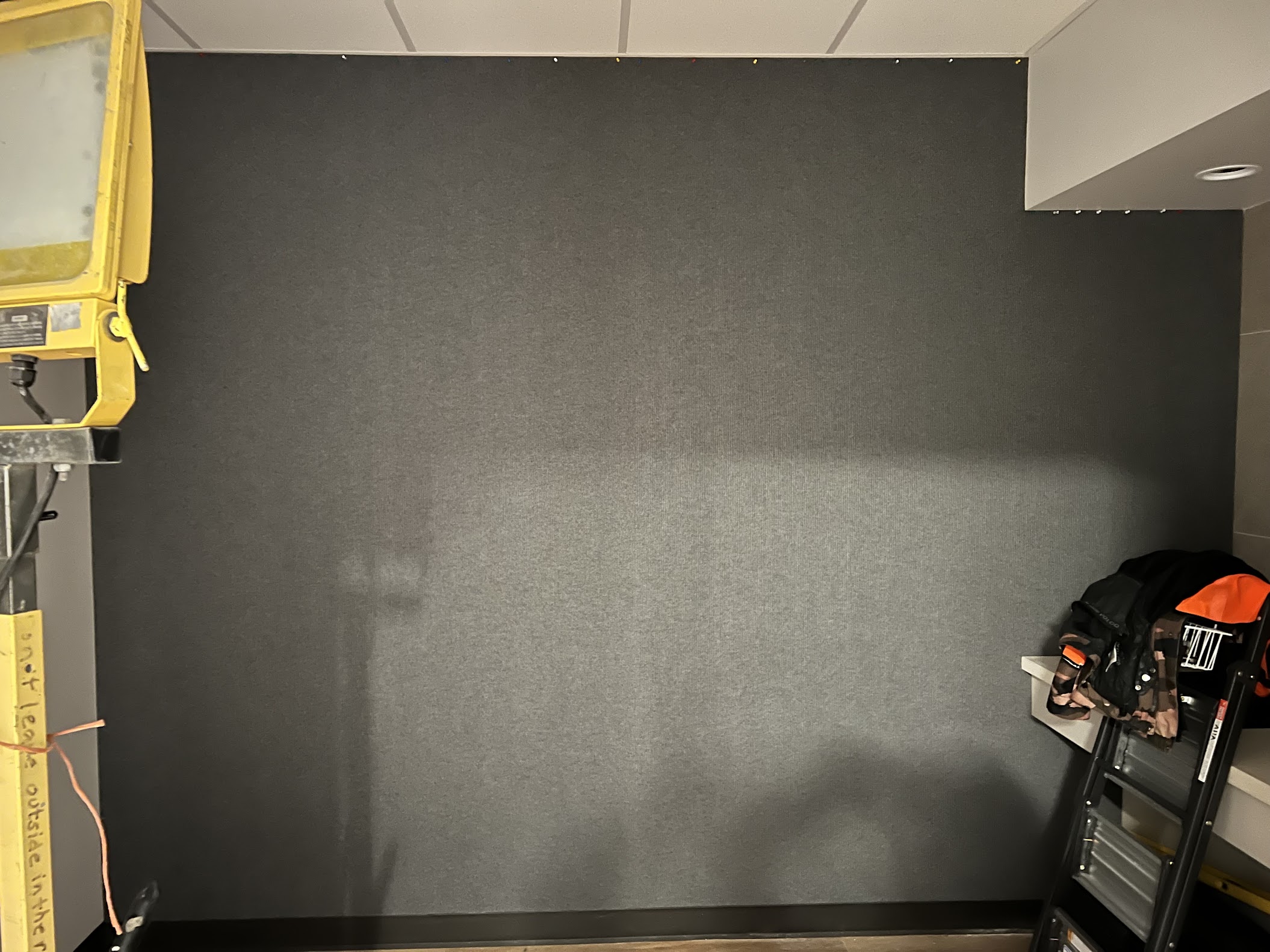 Acoustic wall panels installed for a quieter resting room at the Calgary Municipal Building