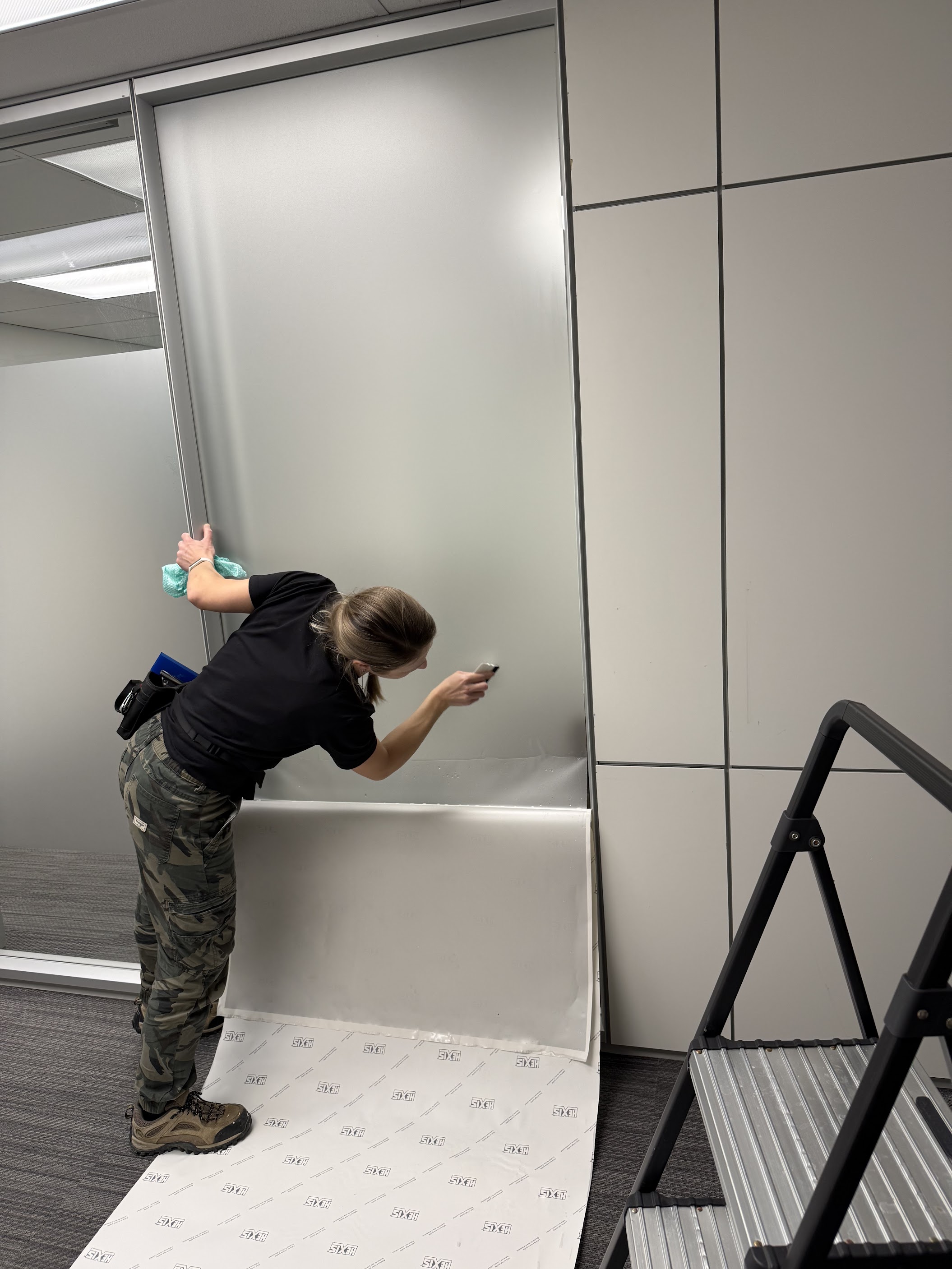 Frosted privacy film installed on Beltline office glass