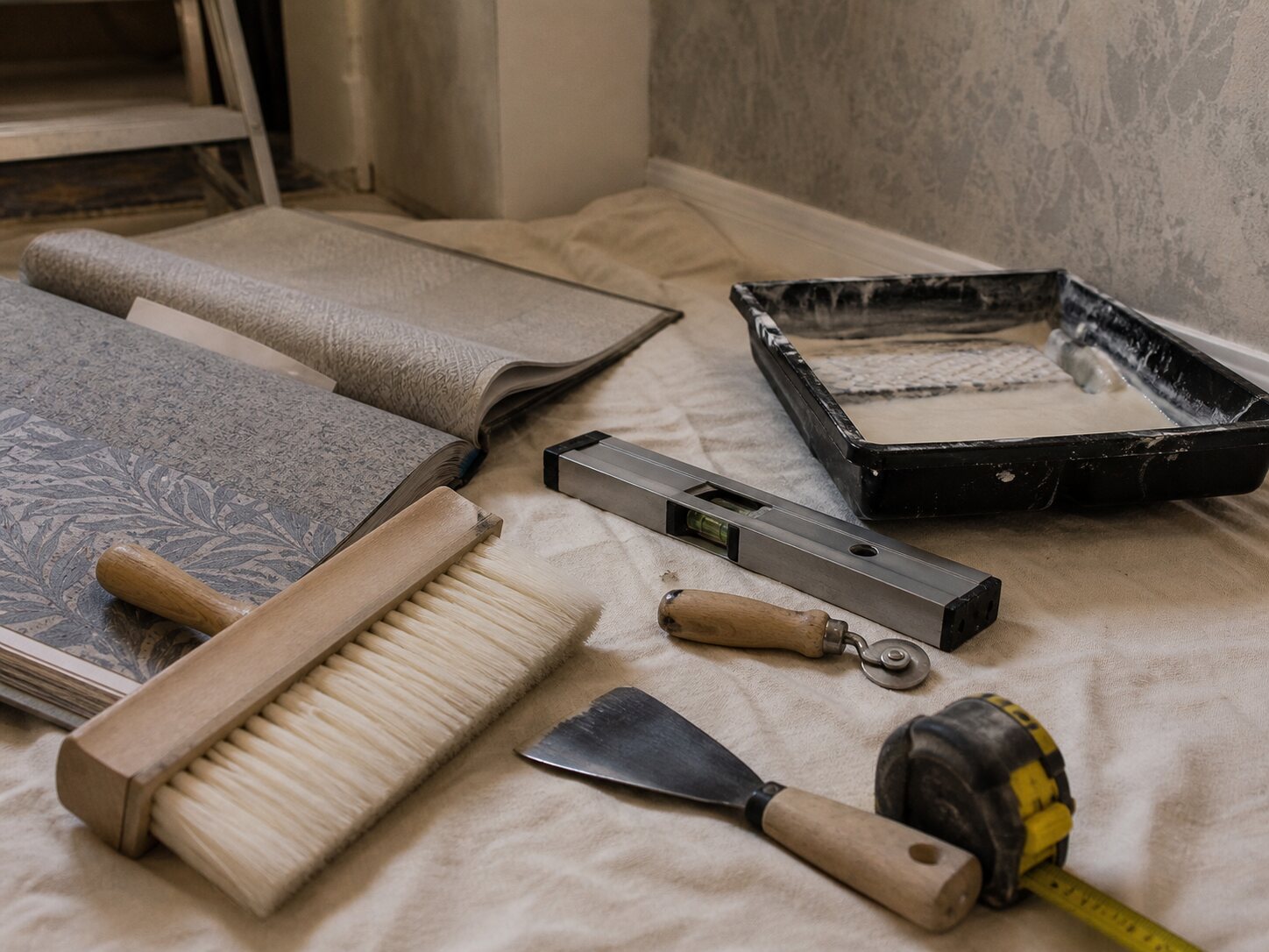 Tools used for specialist wall finish installation