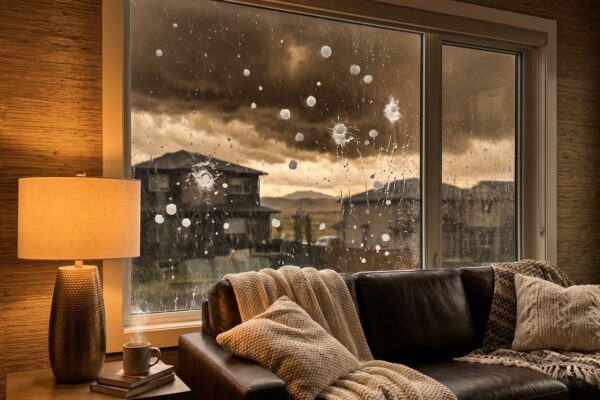 Calgary home window reviewed for hail-season glass containment planning