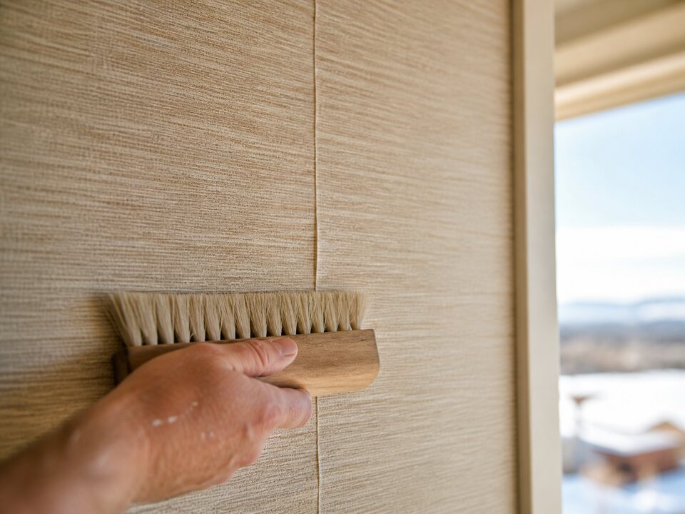 Grasscloth wallpaper texture closeup