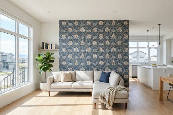 Wallpaper feature wall installed in a newly built Calgary area home