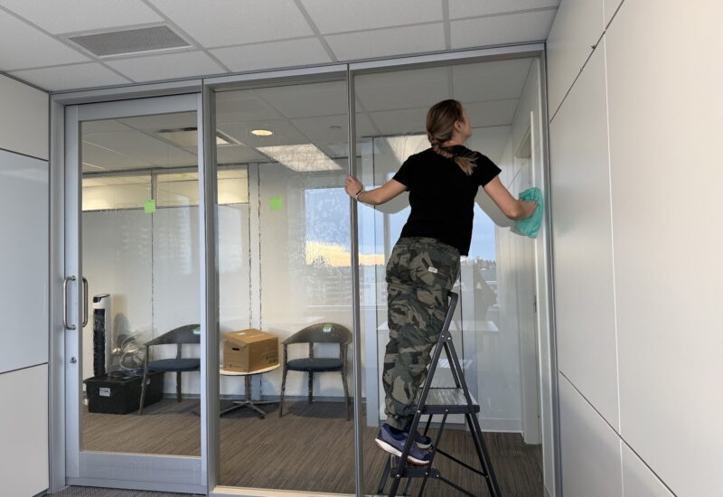 Frosted Privacy Film on Office Glass – Vecova Hub — Beltline, Calgary