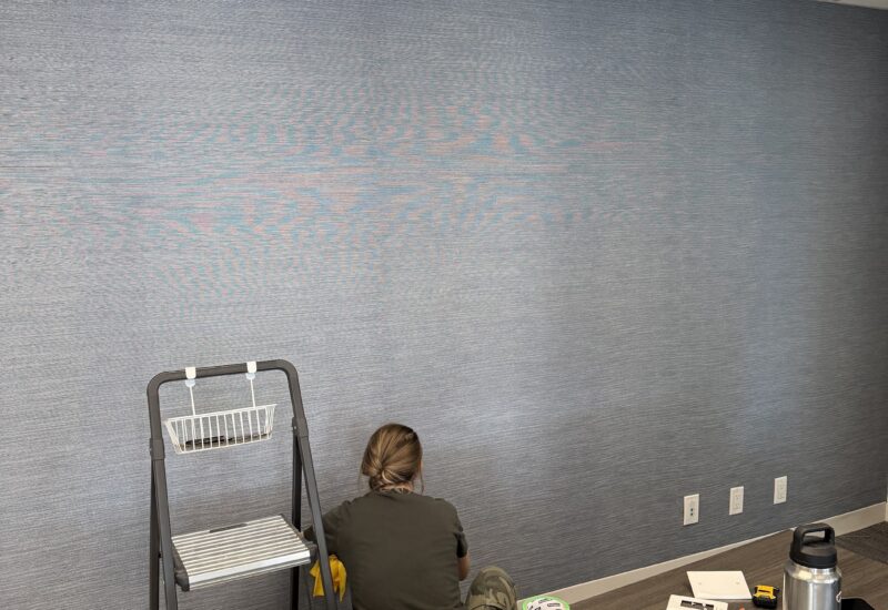 Blue Textured Wallpaper – Vecova Hub, Beltline — Beltline, Calgary